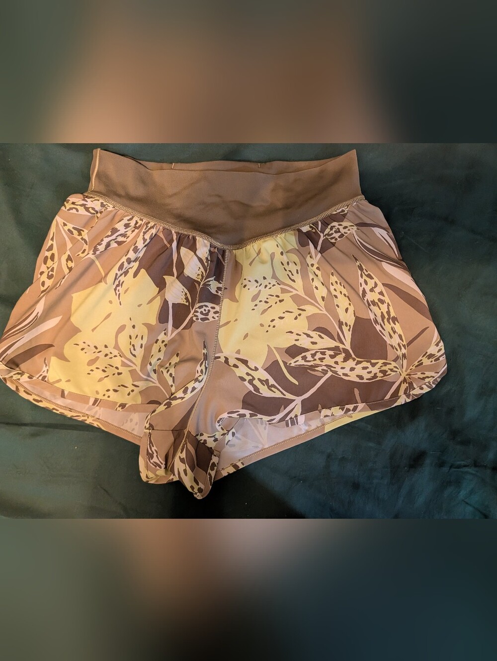 Green Floral Aerie Offline Athletic Shorts